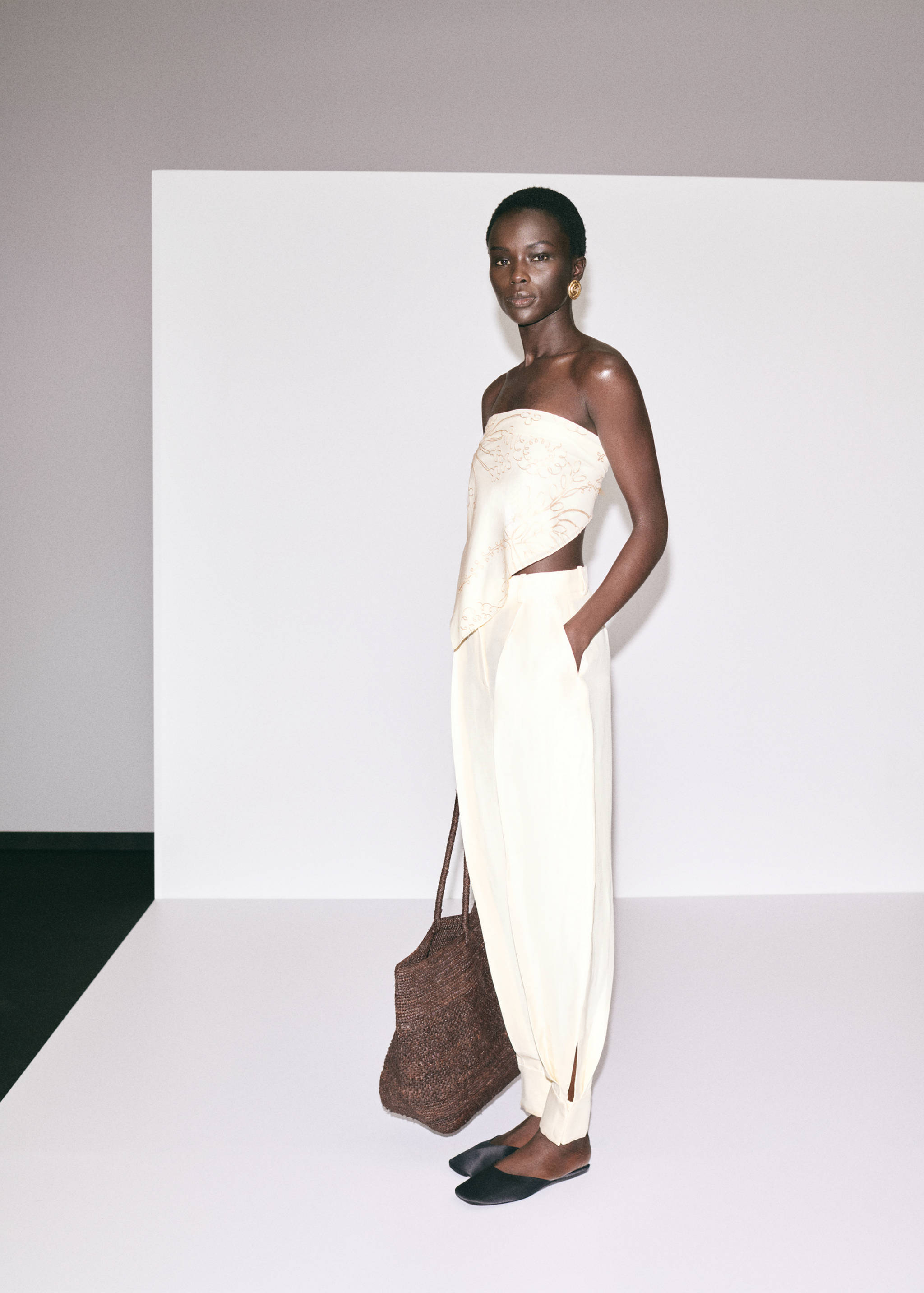 Pañuelo algodón bordado floral - Plano general