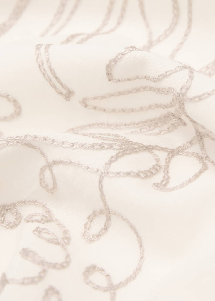 Floral-embroidered cotton handkerchief