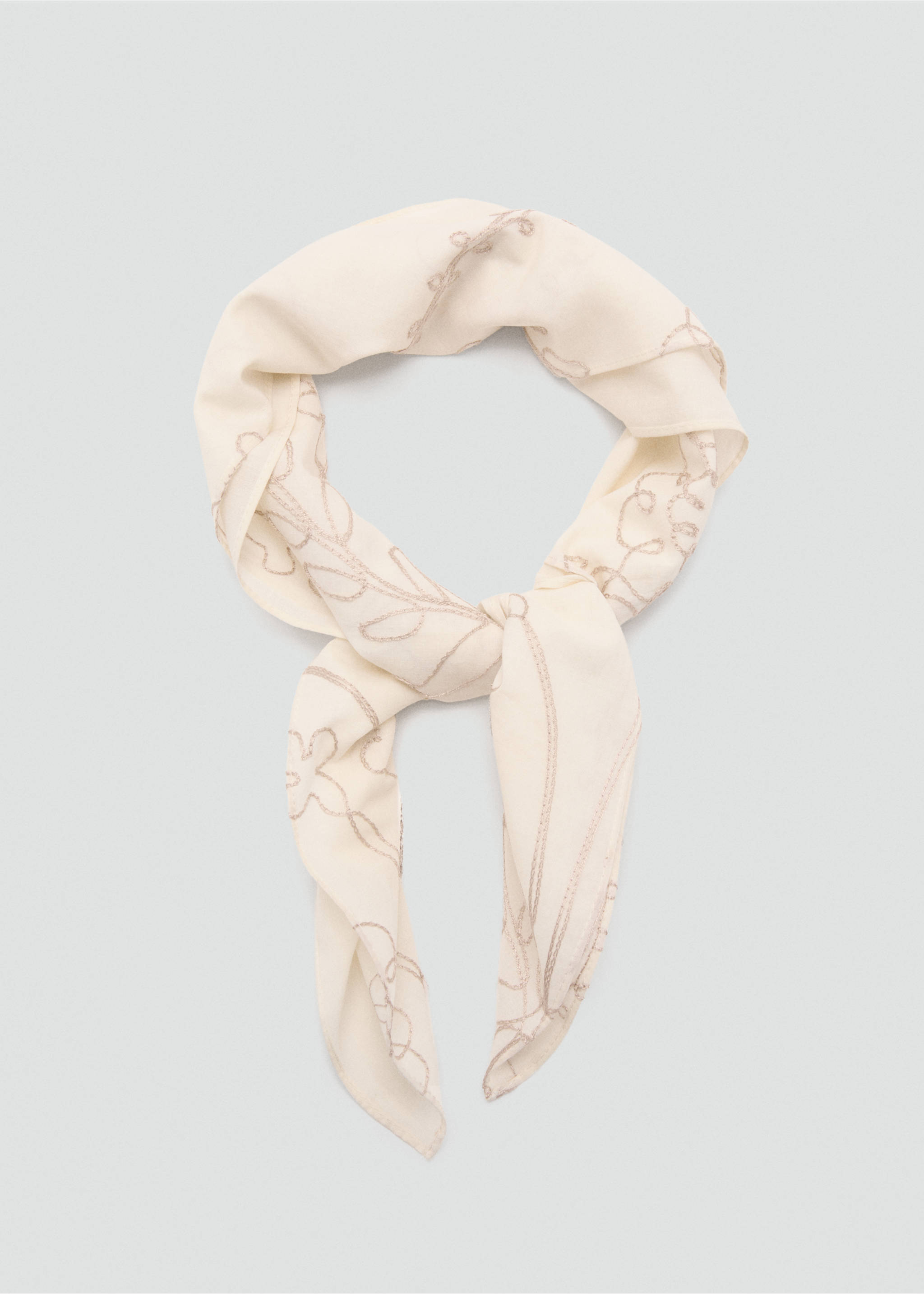 Floral print scarf - Details of the article 1, Ecru. Ref: 27017791-00.