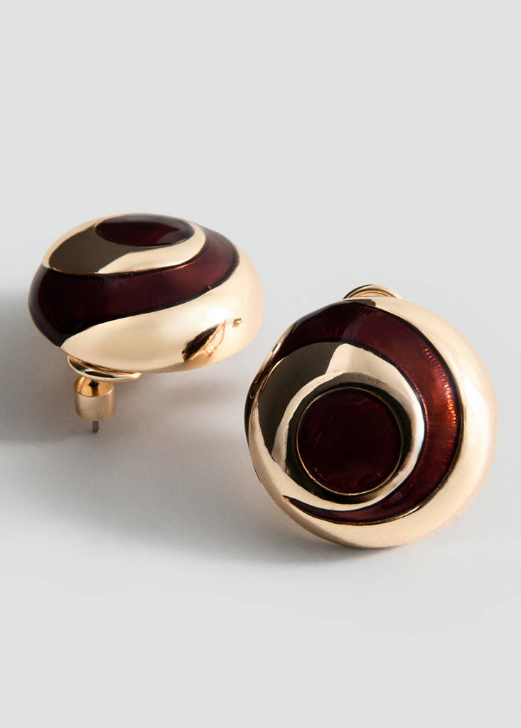 Mango Embossed Spiral Earrings In Gold
