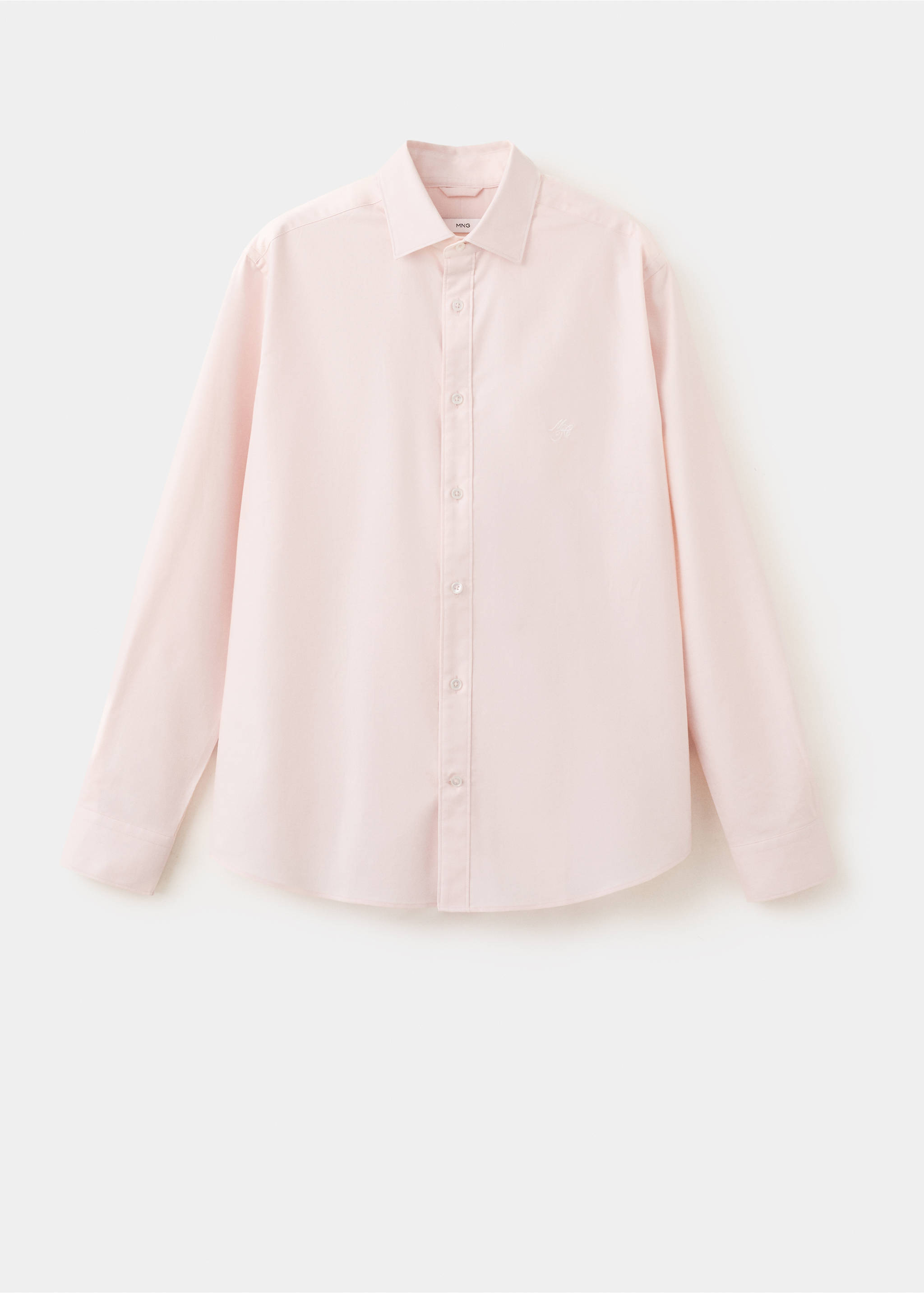 100% cotton regular fit embroidered shirt - Article without model, Light Pink. Ref: 27017800-00.