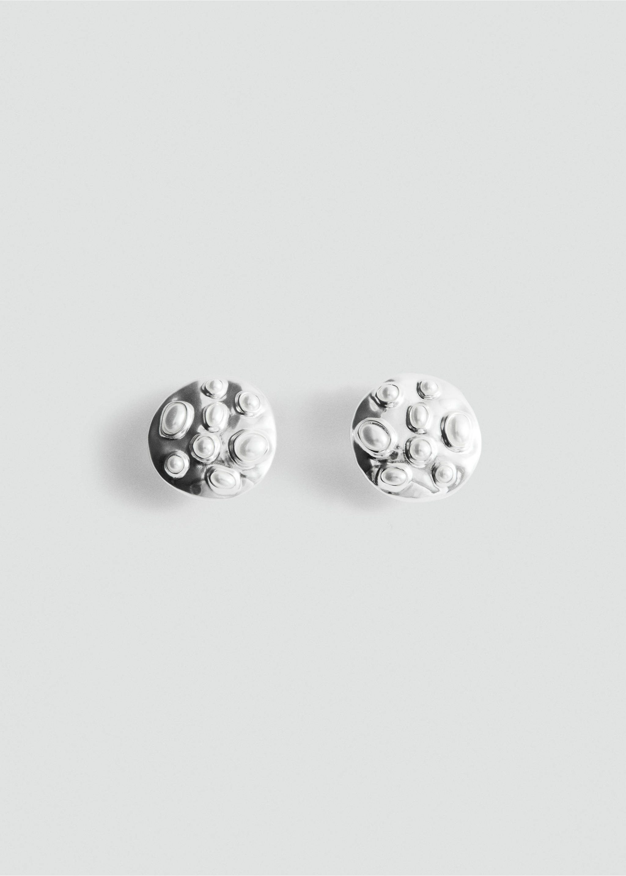 Round crystal appliqué earrings - Article without model, Silver. Ref: 27017801-00.