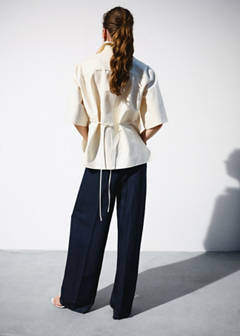 Pinstripe suit trousers — Navy 3
