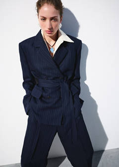 Pinstripe suit trousers — Navy 6