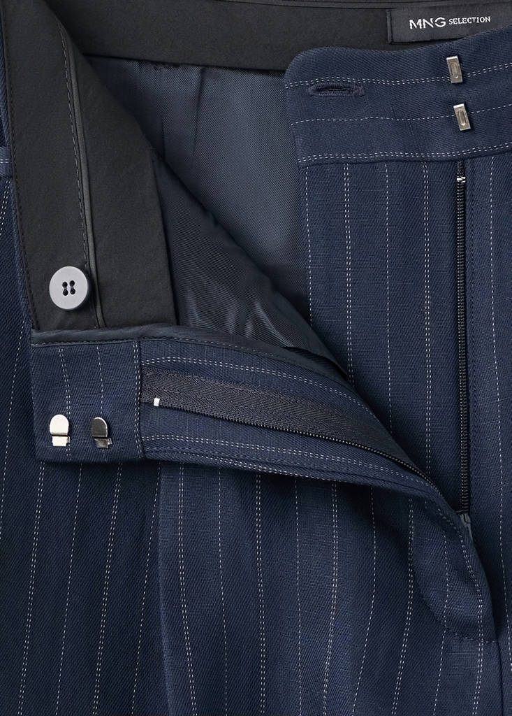 Pinstripe suit trousers — Navy