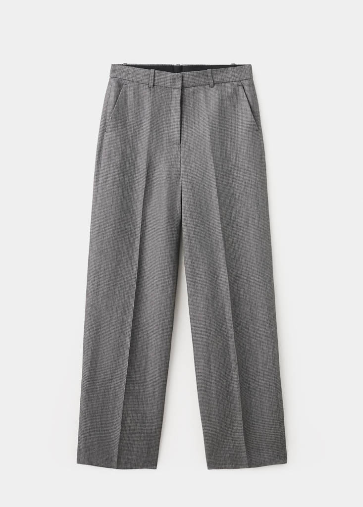 Straight-fit linen-blend suit trousers — Black