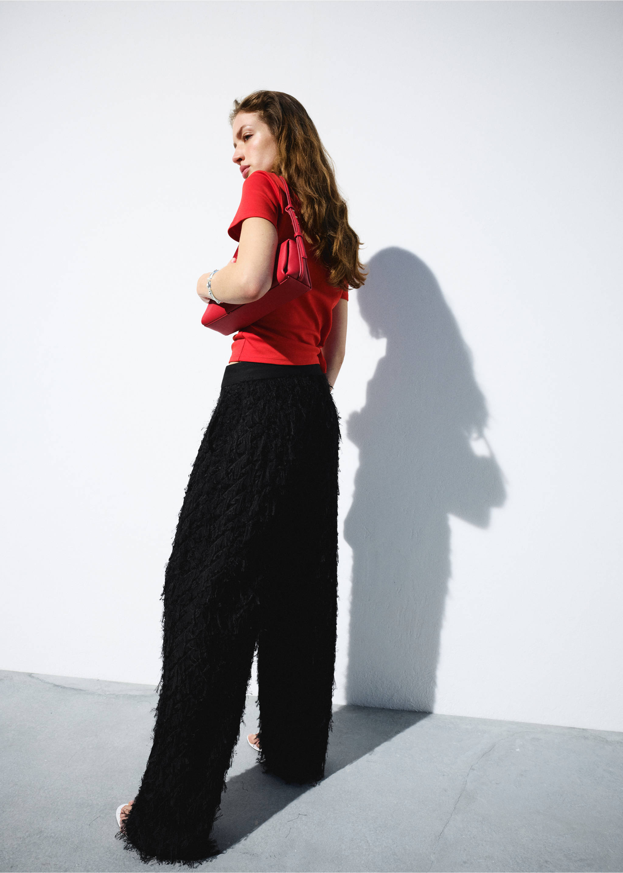 Straight leg trousers with stitching - Reverse of the article, Black. Ref: 27017804-00.