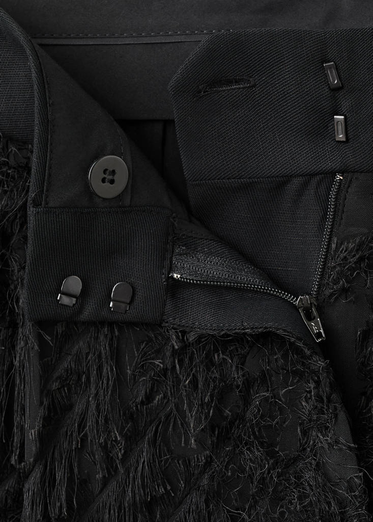 Straight-leg textured yarn trousers — Black