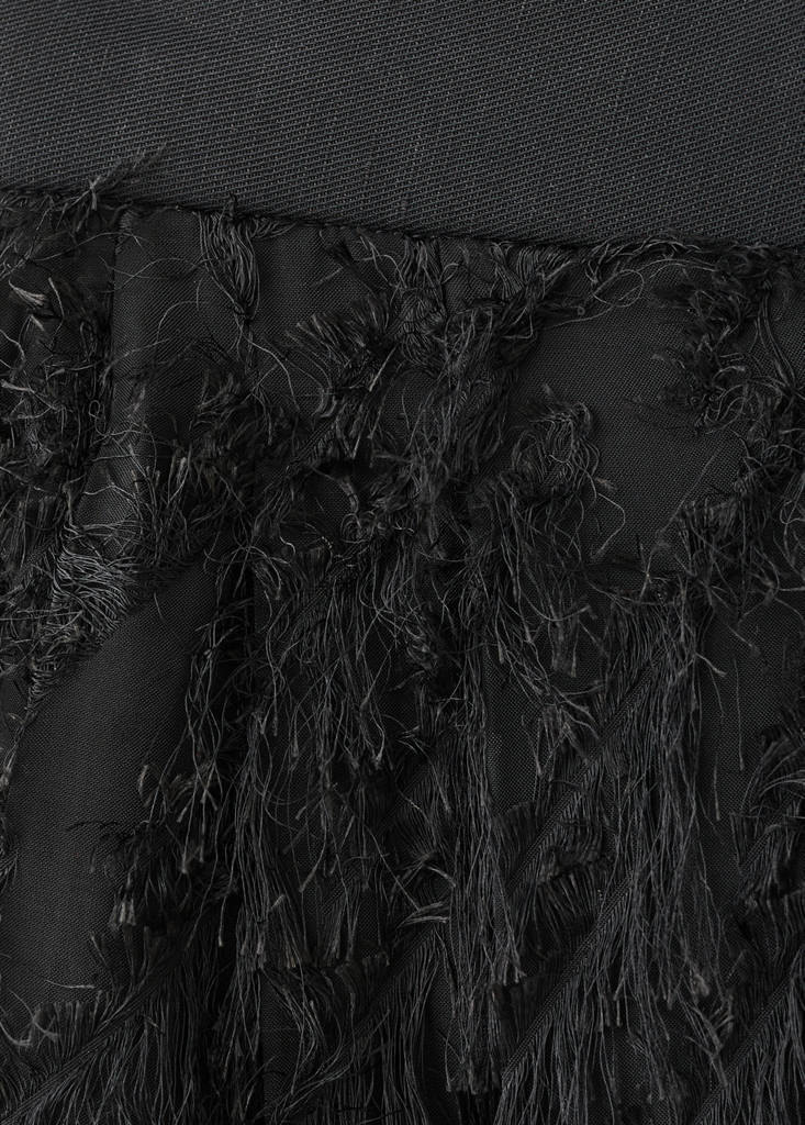 Straight-leg textured yarn trousers — Black
