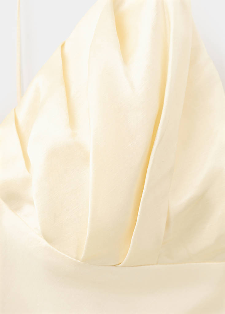 Satin V-neck dress — Ecru