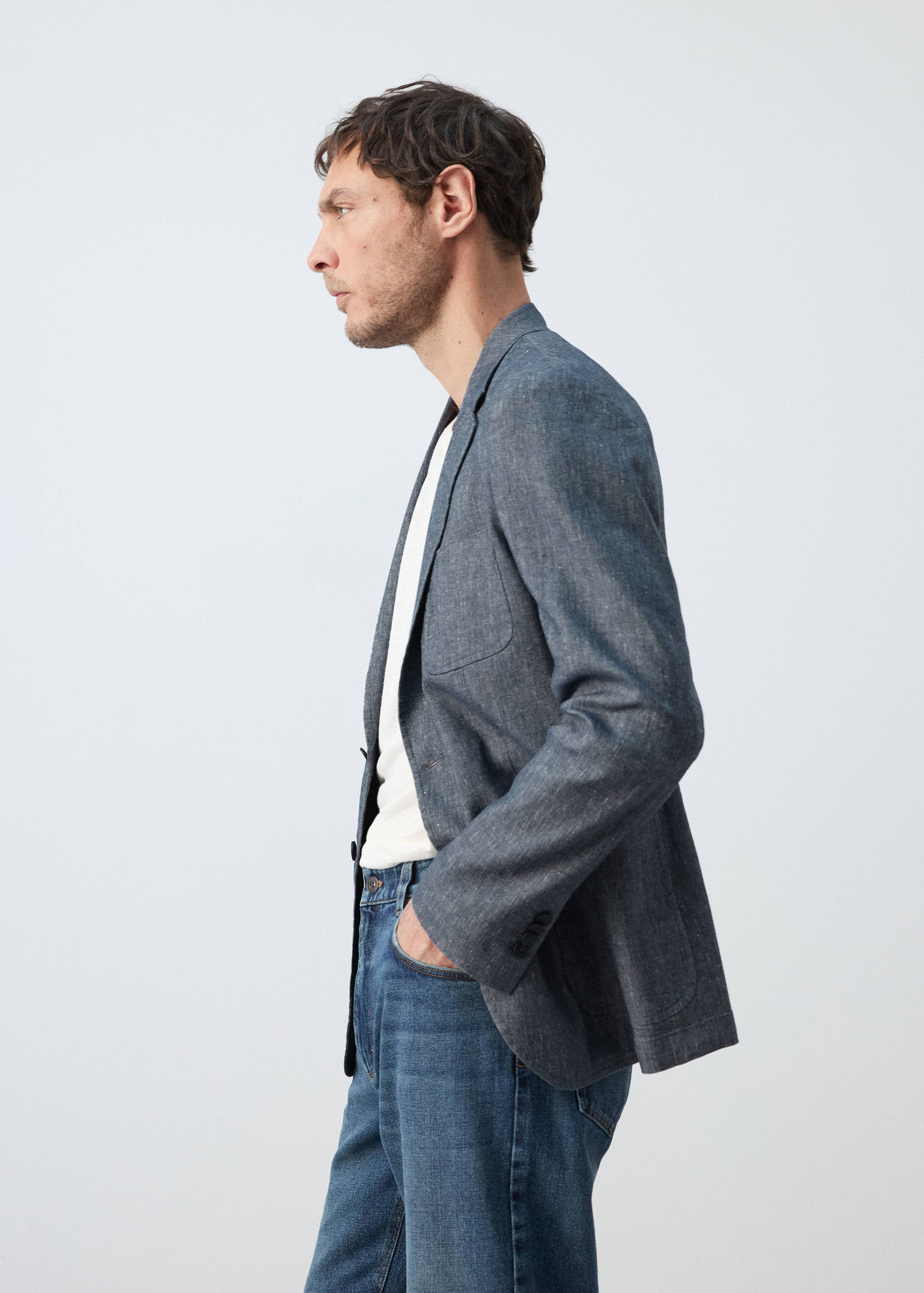 Пиджак slim fit лен и хлопок - Деталь изделия 2