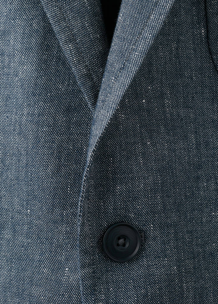 Slim fit linen cotton-blend blazer — Indigo Blue