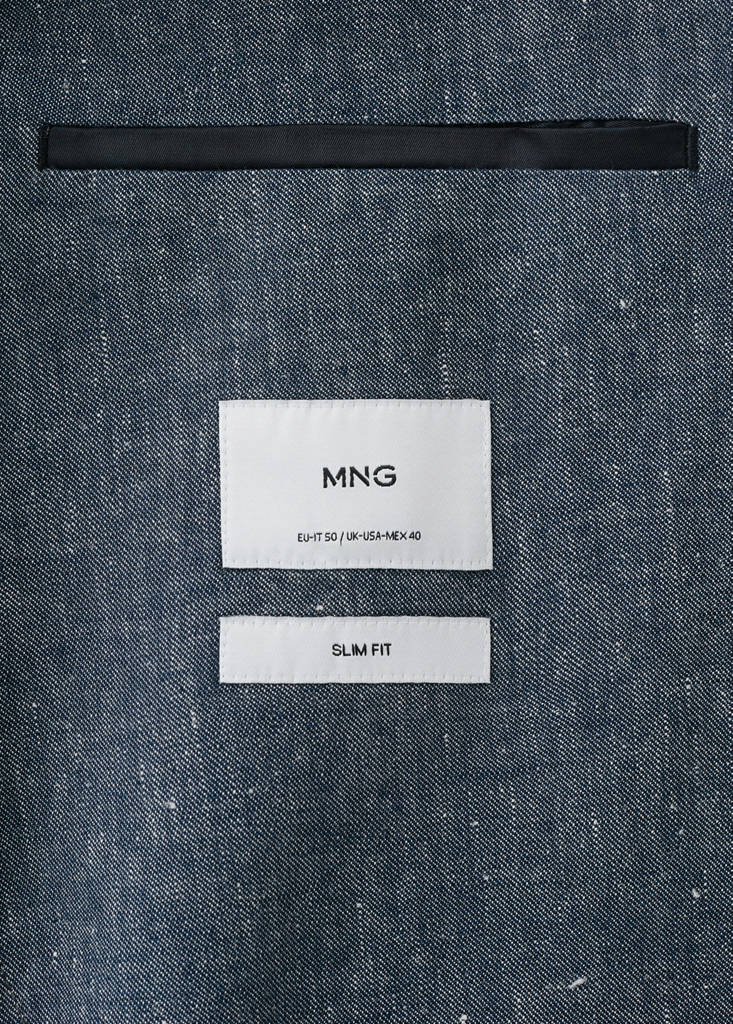 Slim fit linen cotton-blend blazer — Indigo Blue