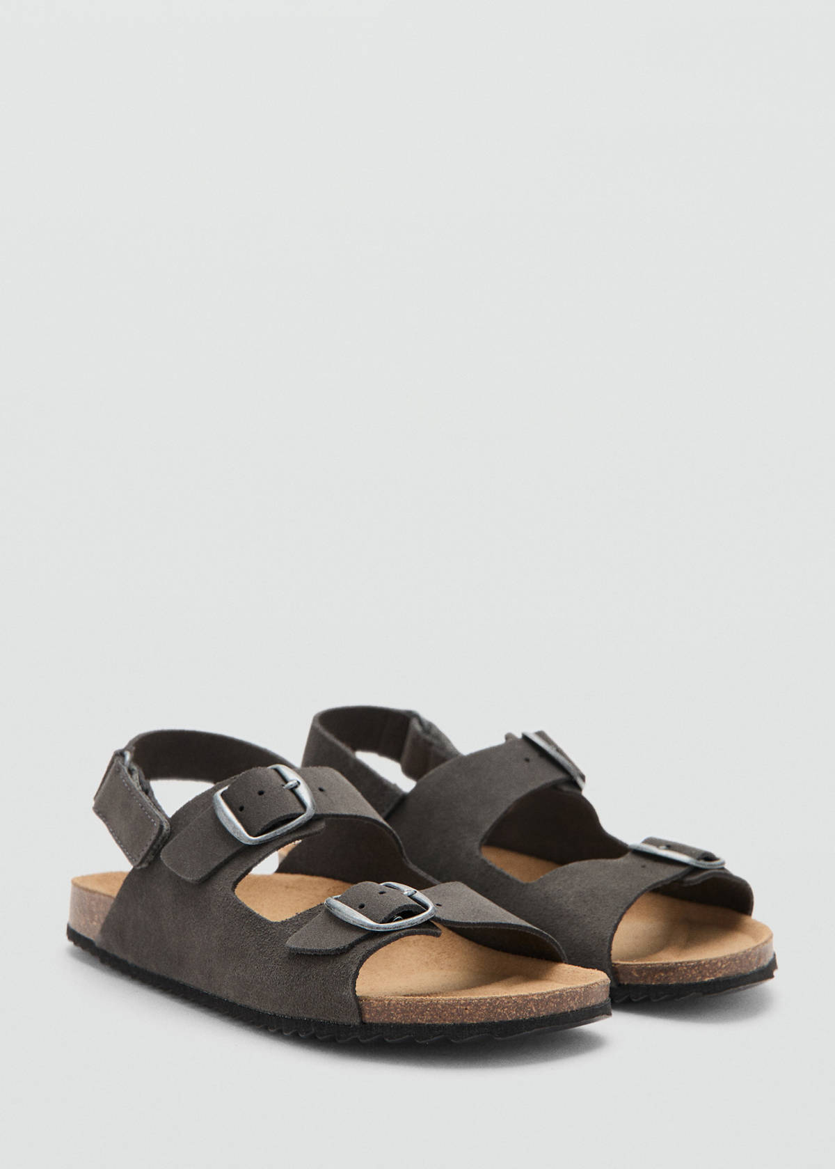 Buckles leather sandal — Grey