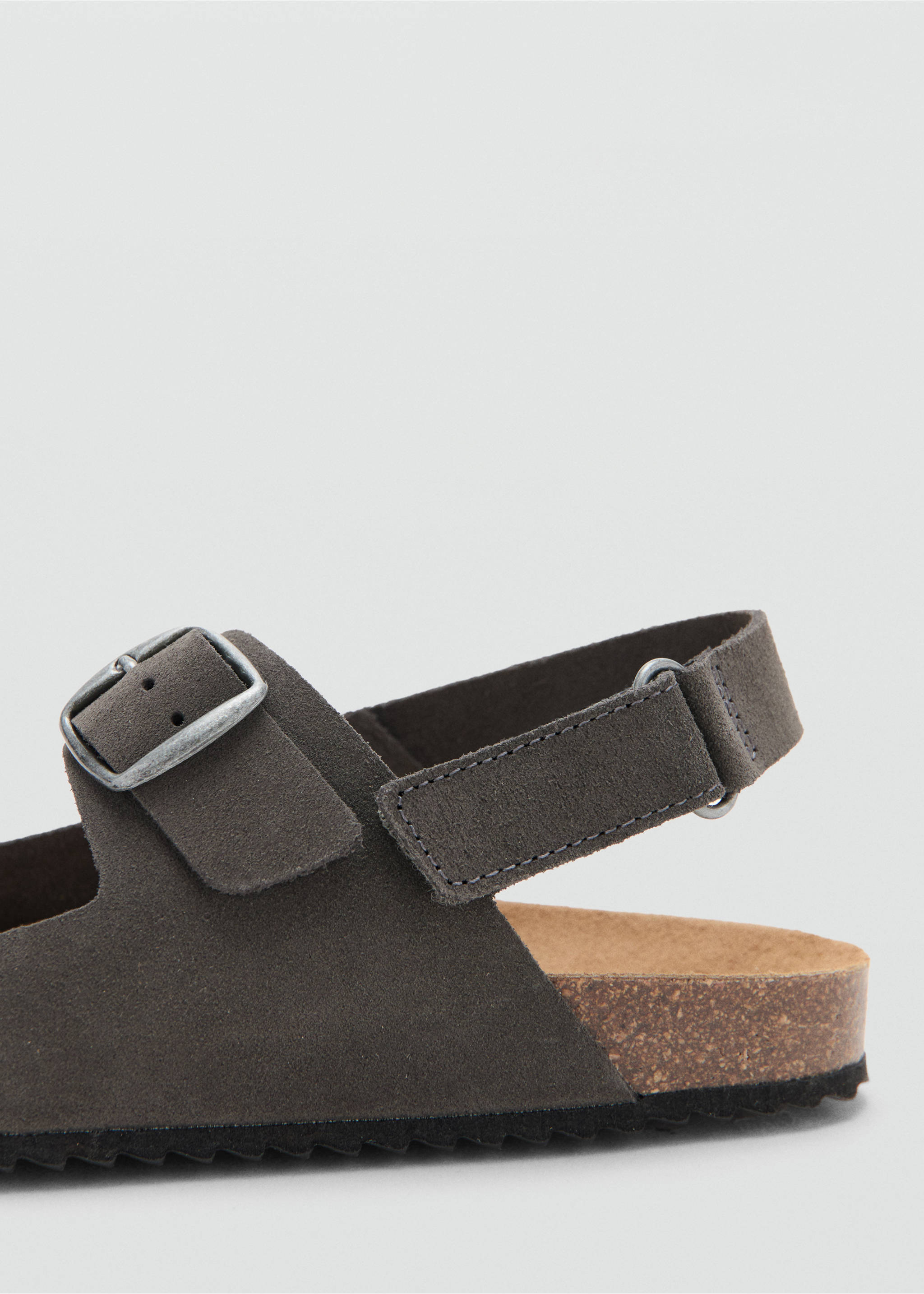 Buckles leather sandal - Details of the article 1, Grey. Ref: 27017895-00.