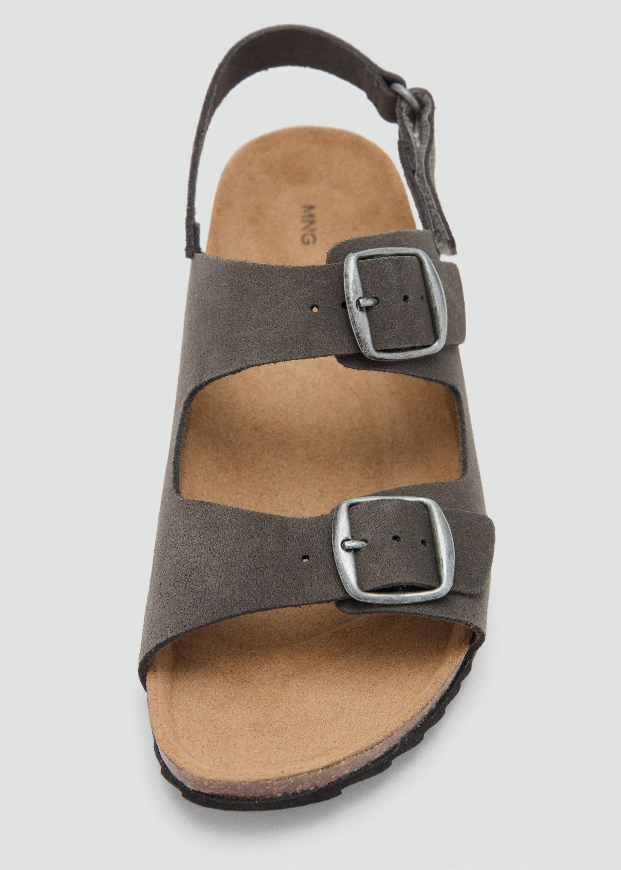 Buckles leather sandal - Details of the article 2, Grey. Ref: 27017895-00.