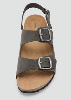 Buckles leather sandal — Grey 5