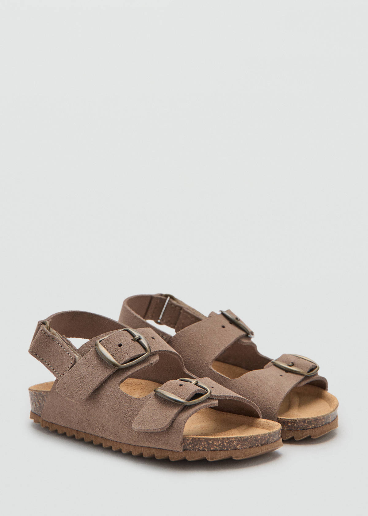 Buckles leather sandal — Medium Brown