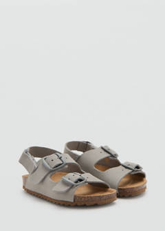 Buckles leather sandal — Grey 3