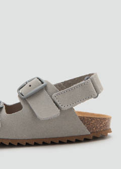Buckles leather sandal — Grey 4