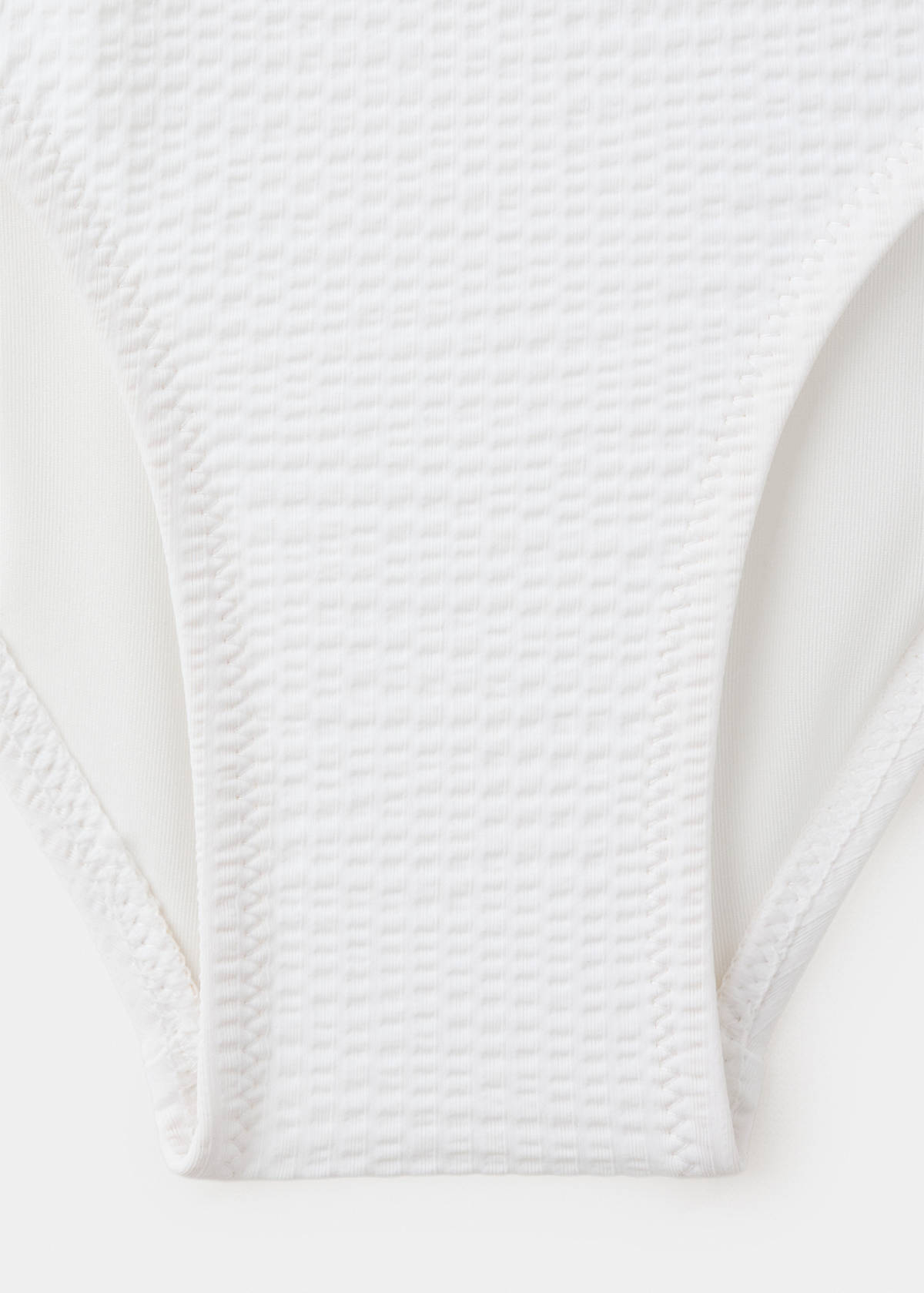 Asymmetric swimsuit with raised flower — White
