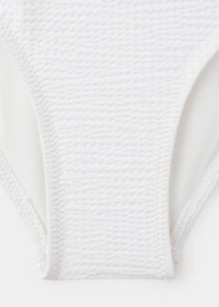 Asymmetric swimsuit with raised flower — White 7