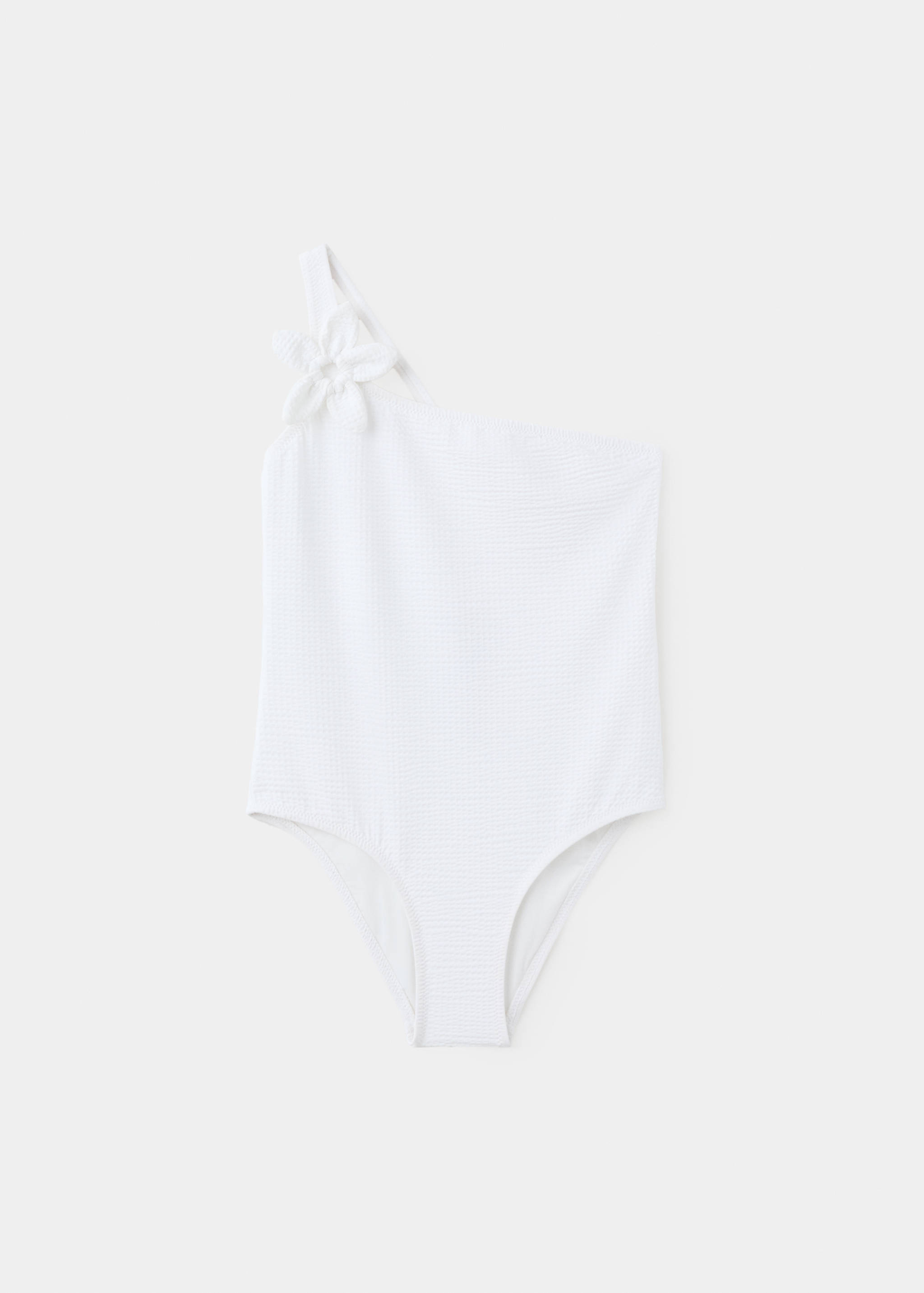 Asymmetric swimsuit with raised flower - Article without model
