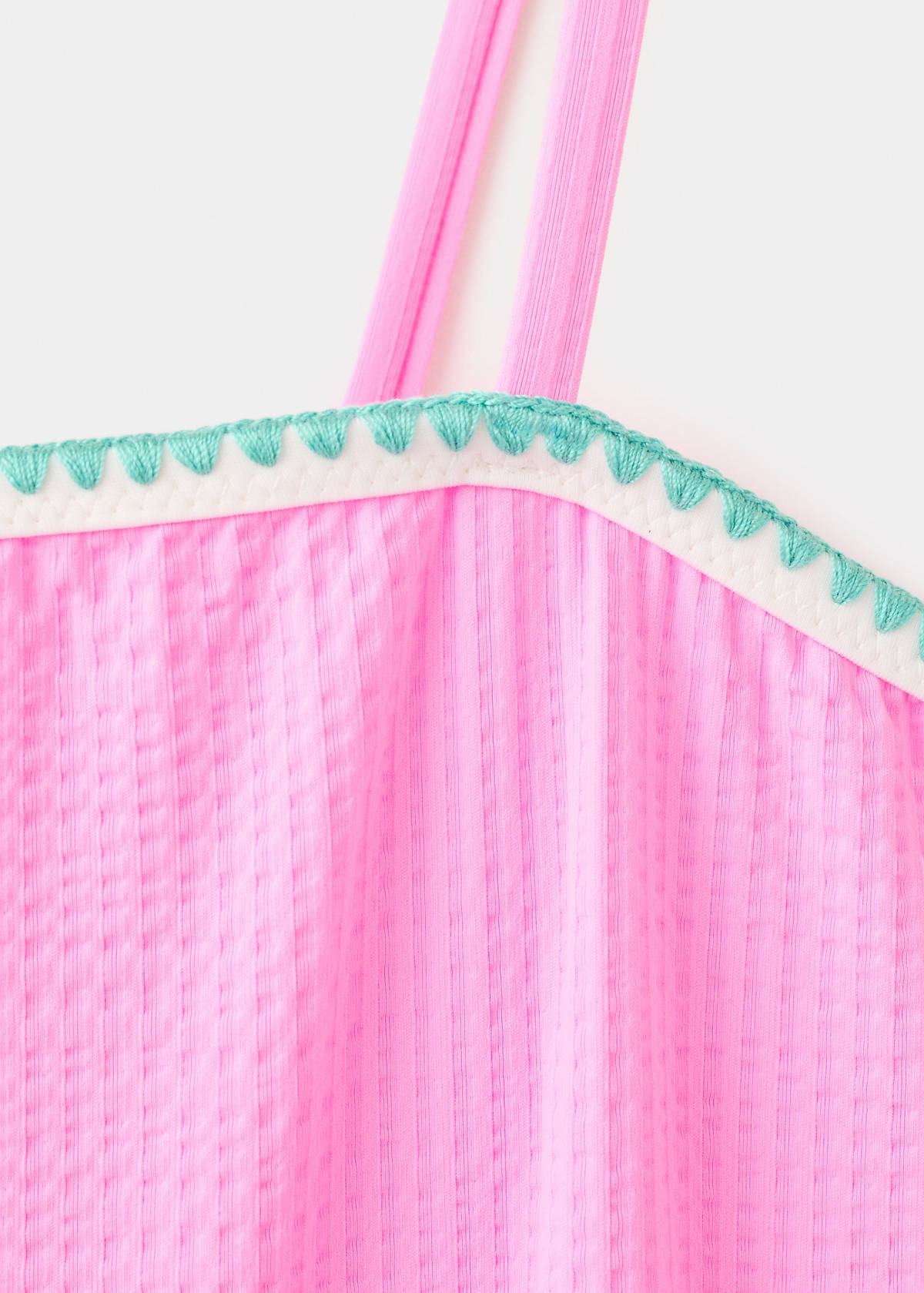 Asymmetric swimsuit with contrasting details — Pink