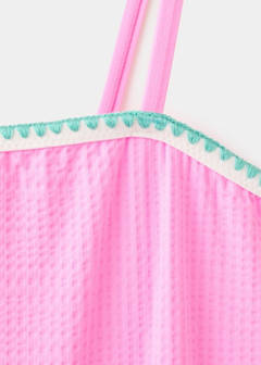 Asymmetric swimsuit with contrasting details — Pink 2