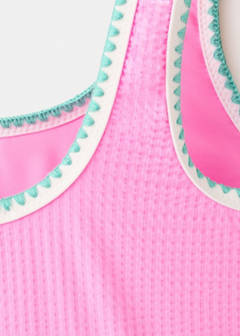 Asymmetric swimsuit with contrasting details — Pink 4
