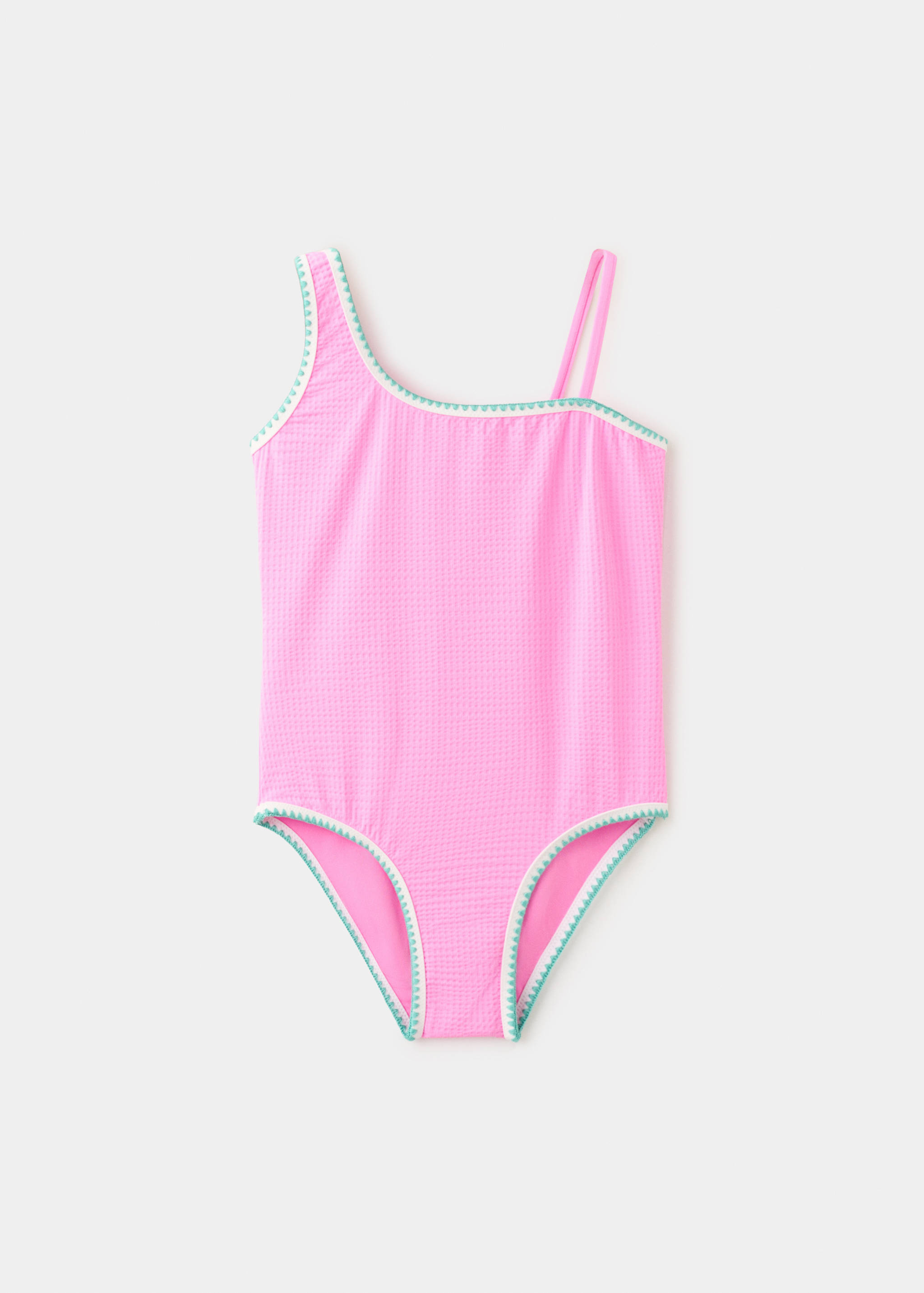Asymmetric swimsuit with contrasting details - Article without model