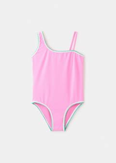 Asymmetric swimsuit with contrasting details — Pink 1