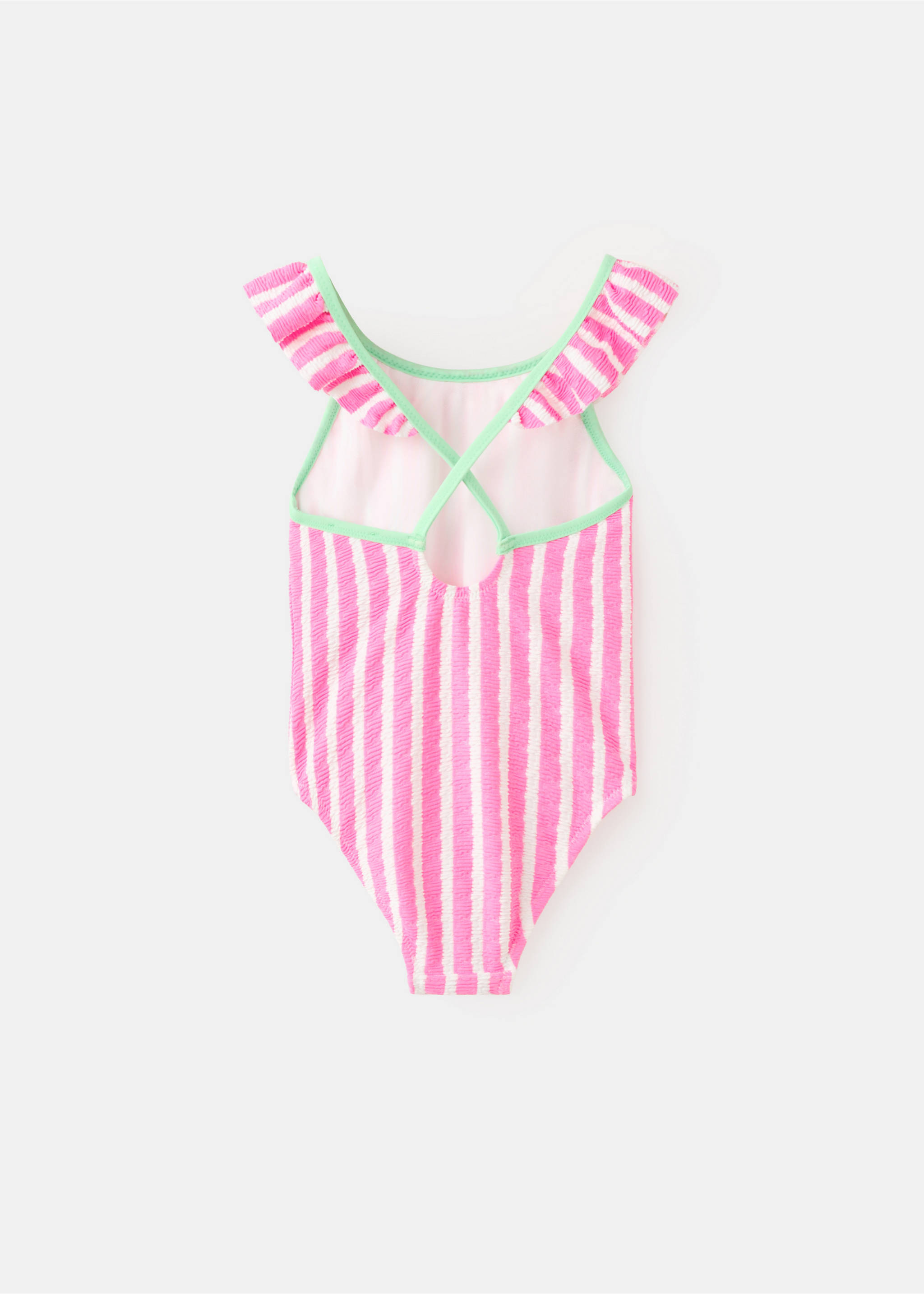 Ruffle striped swimsuit - Reverse of the article, Pink. Ref: 27017902-00.