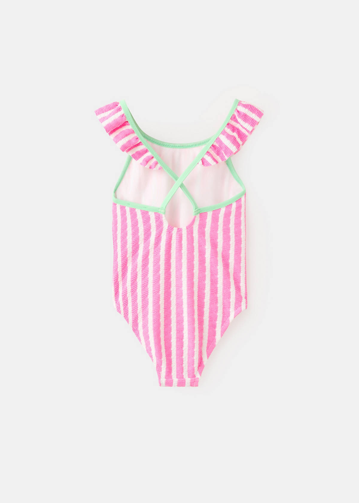 Ruffle striped swimsuit — Pink