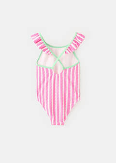 Ruffle striped swimsuit — Pink 4