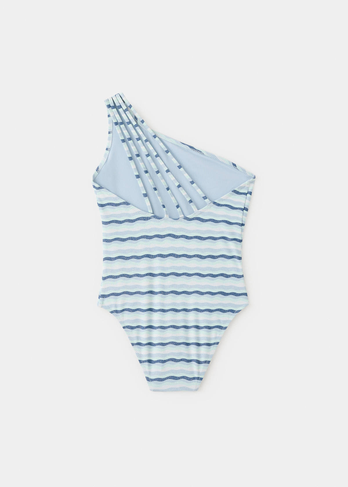 Asymmetric striped swimsuit — Blue