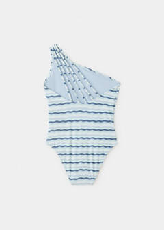 Asymmetric striped swimsuit — Blue 6