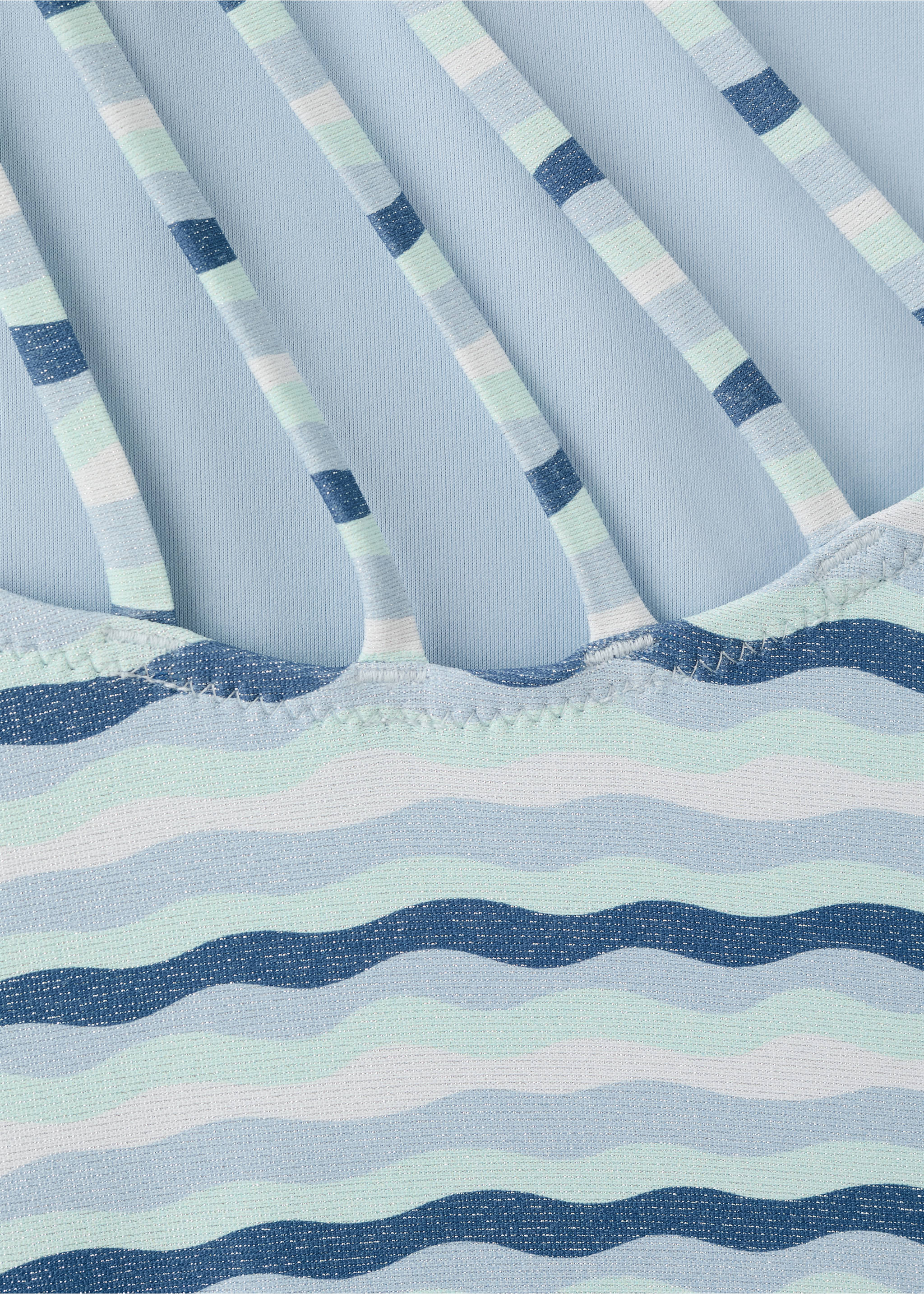 Asymmetric striped swimsuit - Details of the article 8, Blue. Ref: 27017903-00.