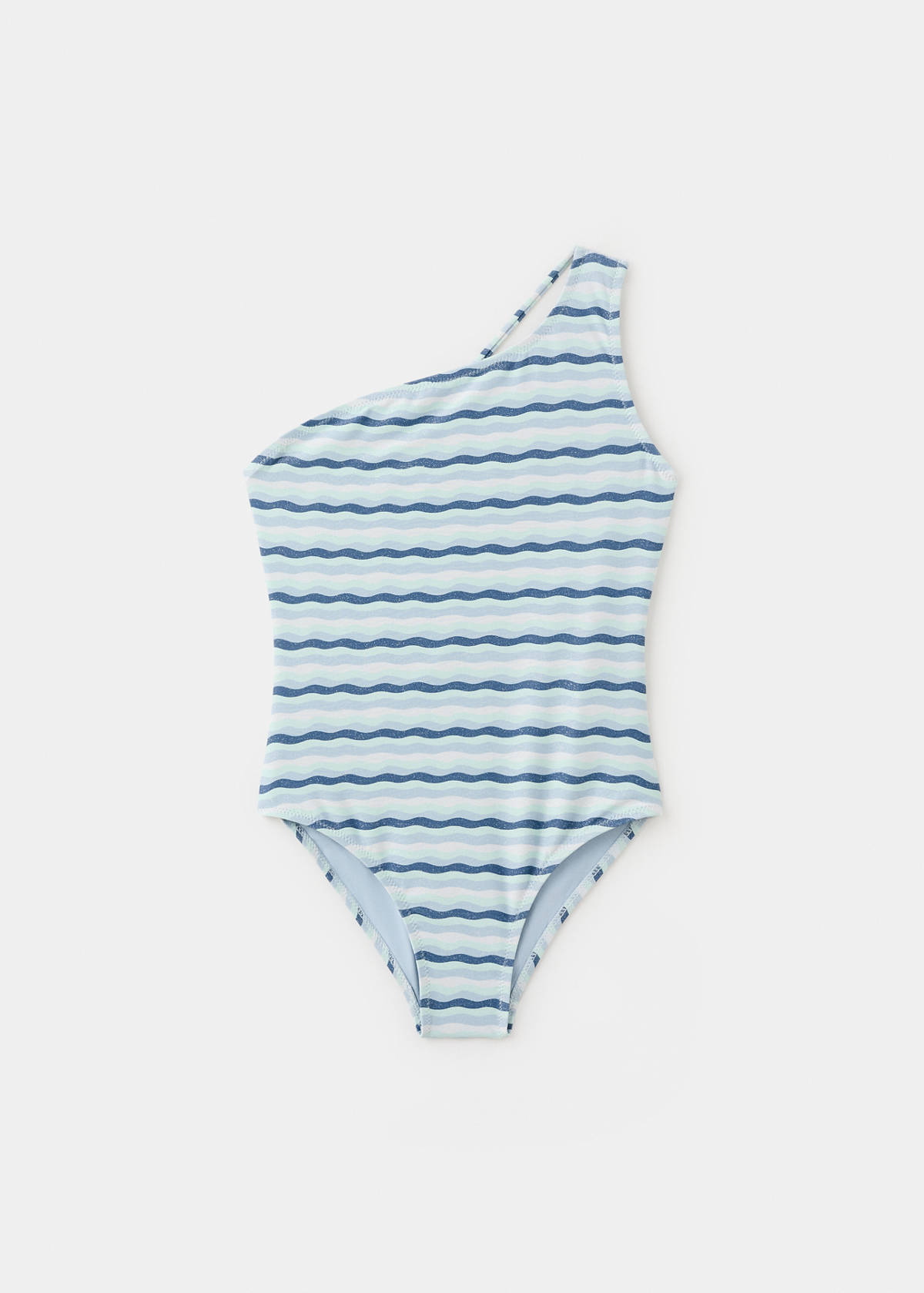 Asymmetric striped swimsuit — Blue