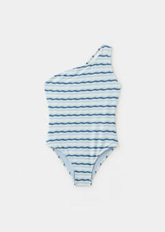 Asymmetric striped swimsuit — Blue 2