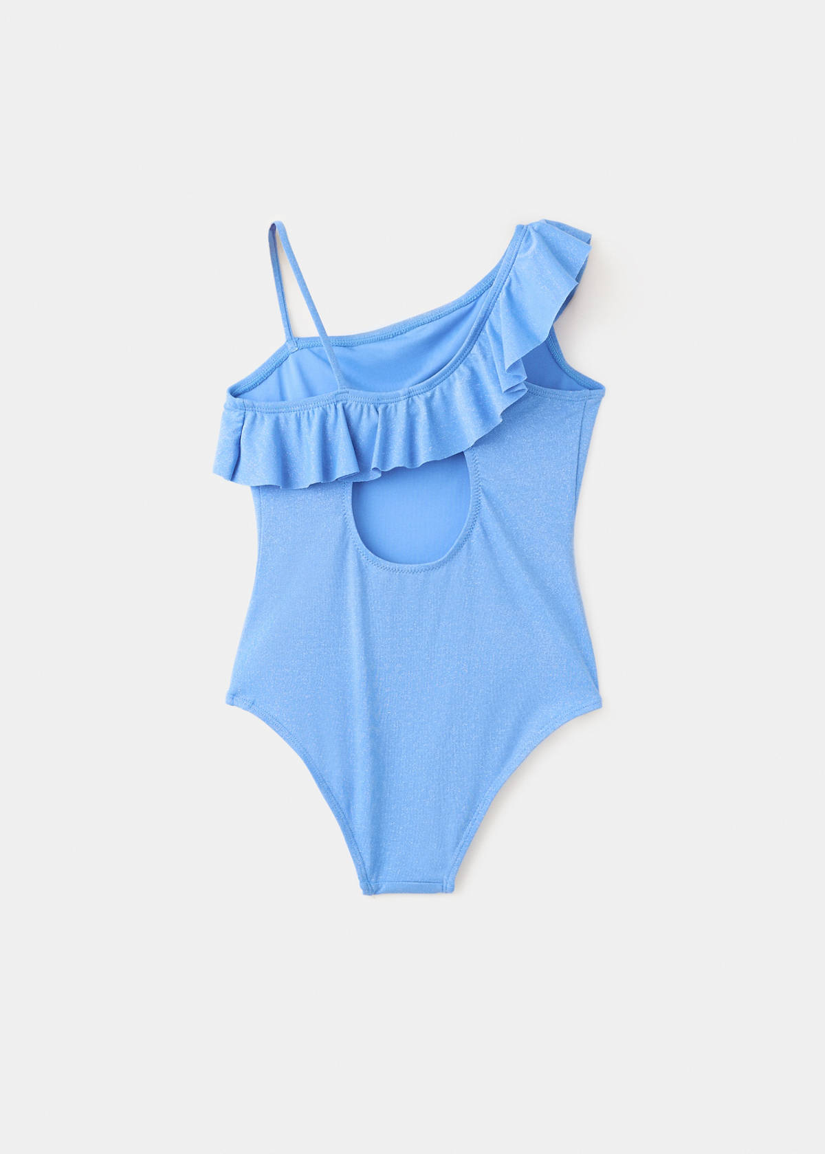 Asymmetric ruffle swimsuit — Blue