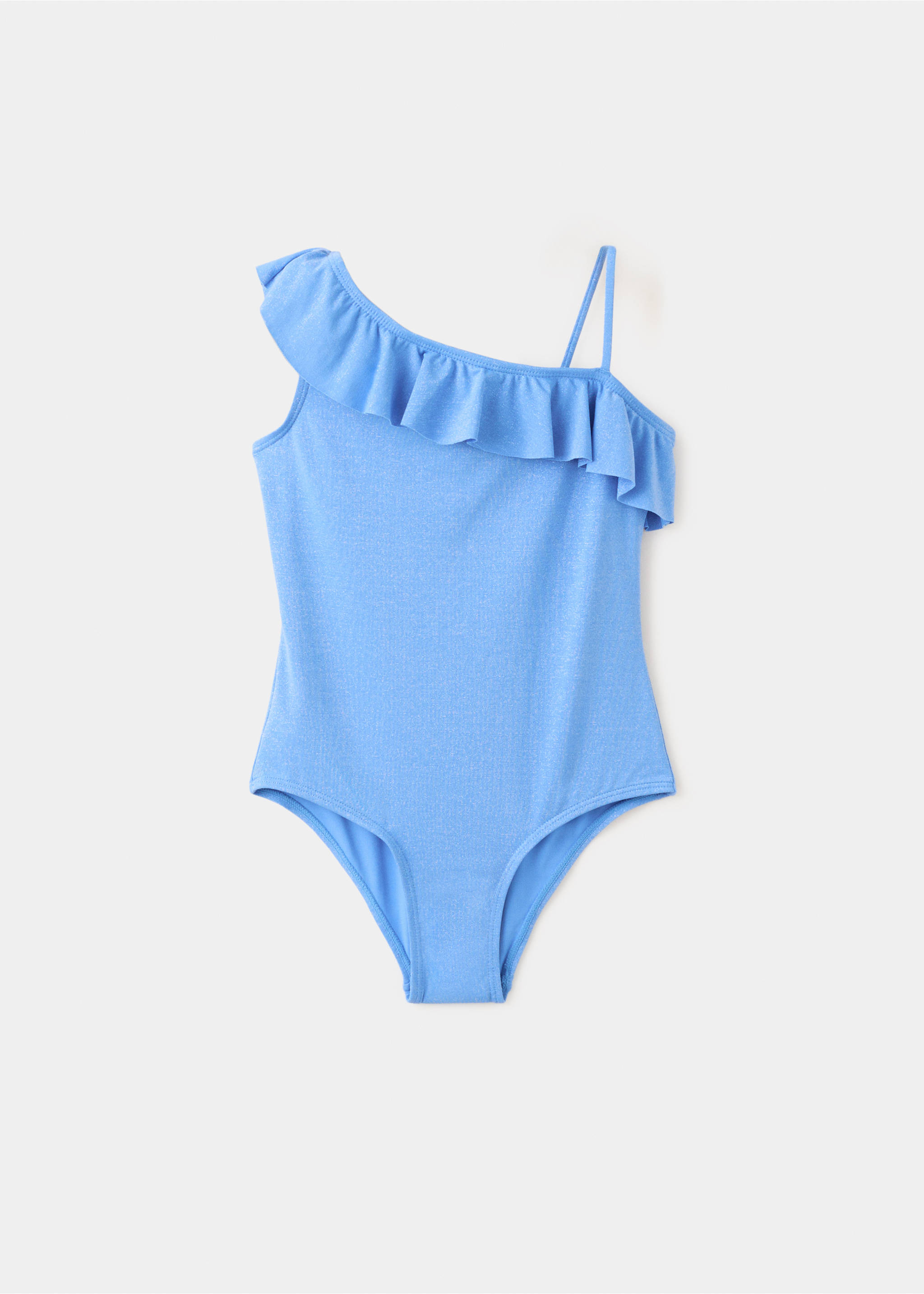 Asymmetric ruffle swimsuit - Article without model, Blue. Ref: 27017904-00.