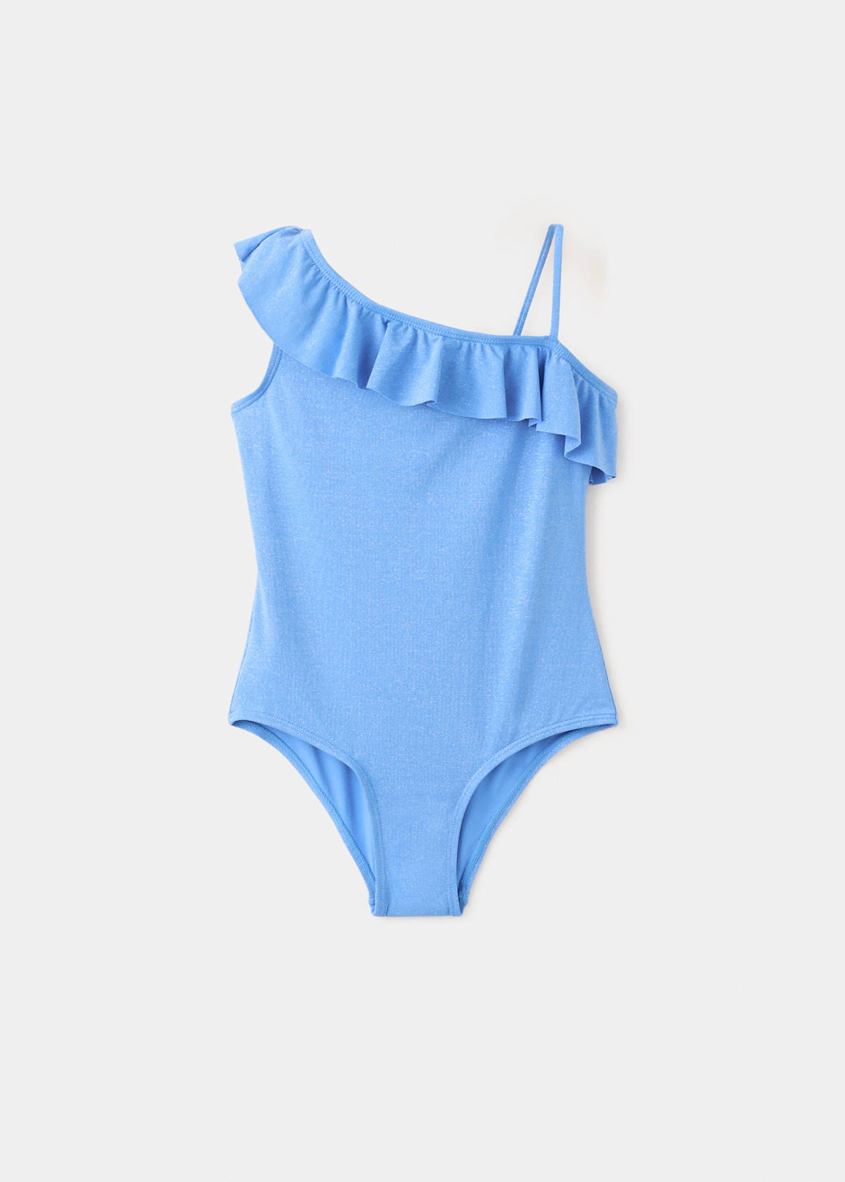 Asymmetric ruffle swimsuit — Blue