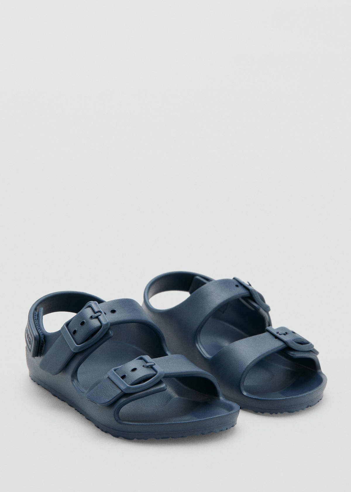 Rubberised buckle sandals — Navy