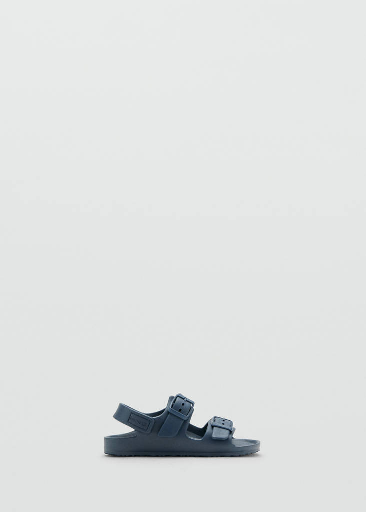 Rubberised buckle sandals — Navy
