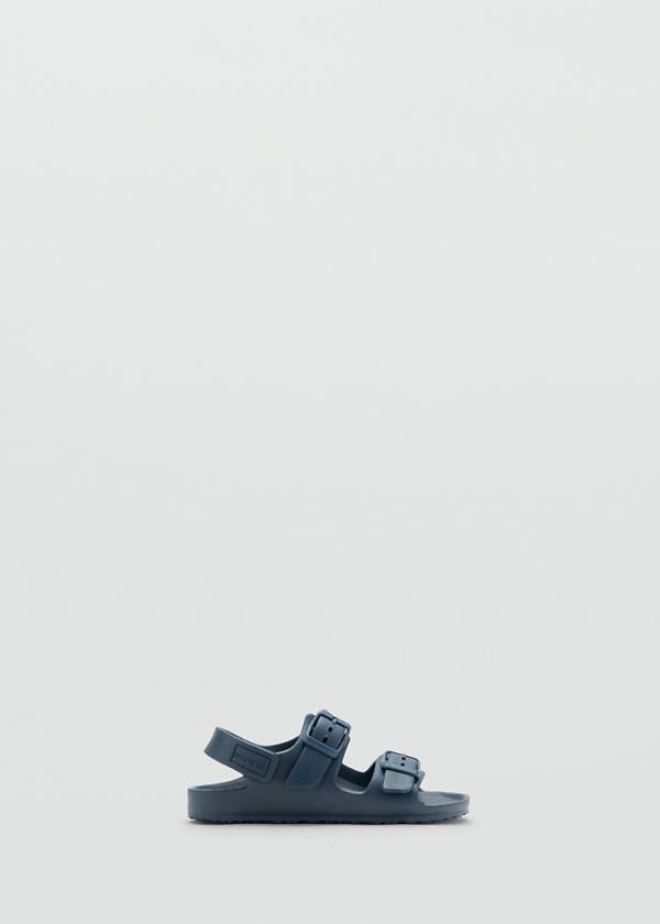 Rubberised buckle sandals — Navy