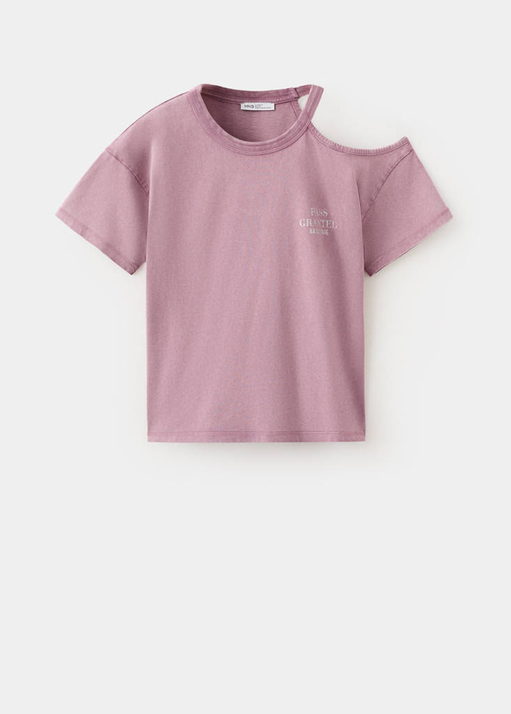 One-shoulder detail T-shirt — Pink