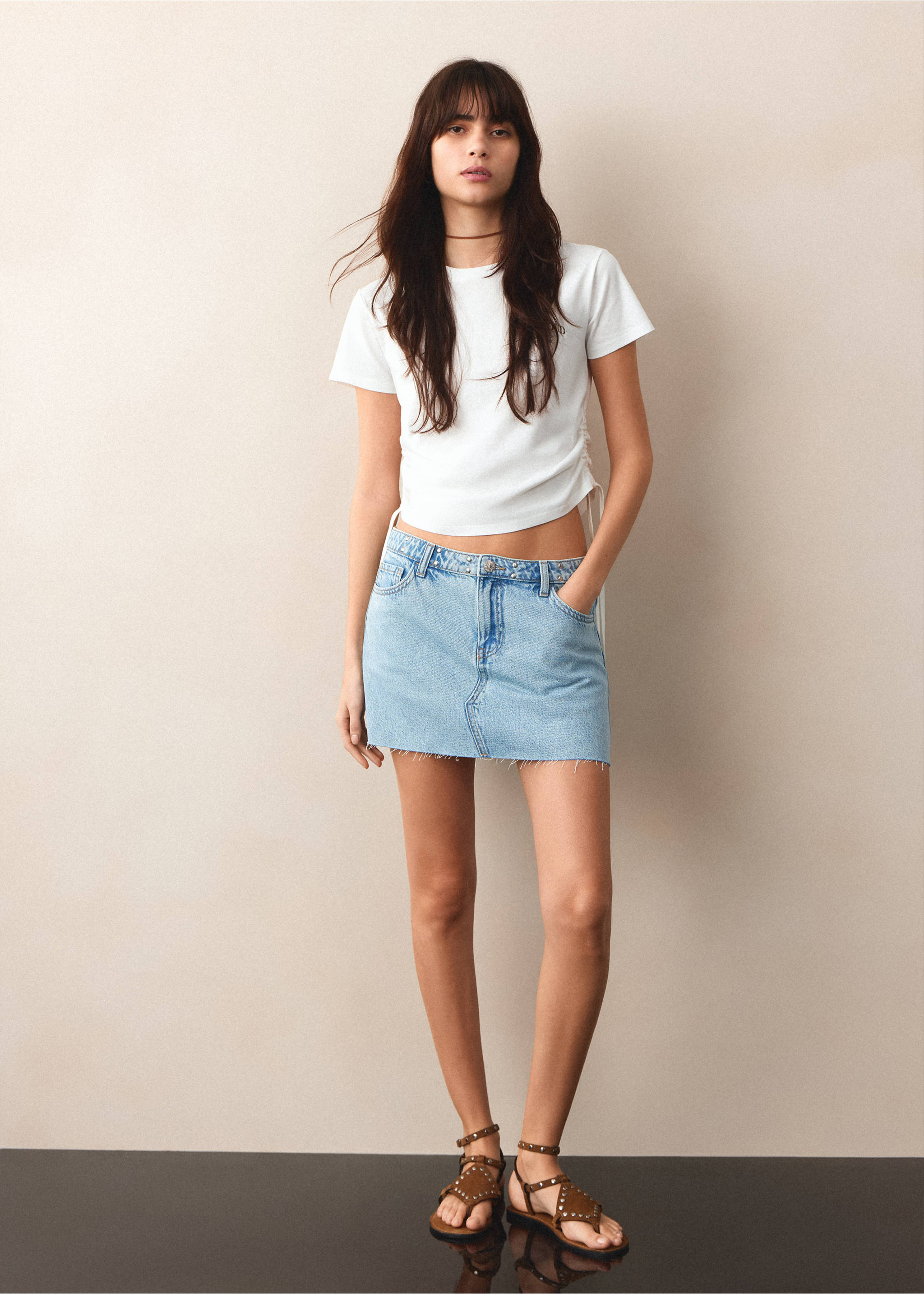 Printed cotton T-shirt with ties - General plane, Off White. Ref: 27017909-00.