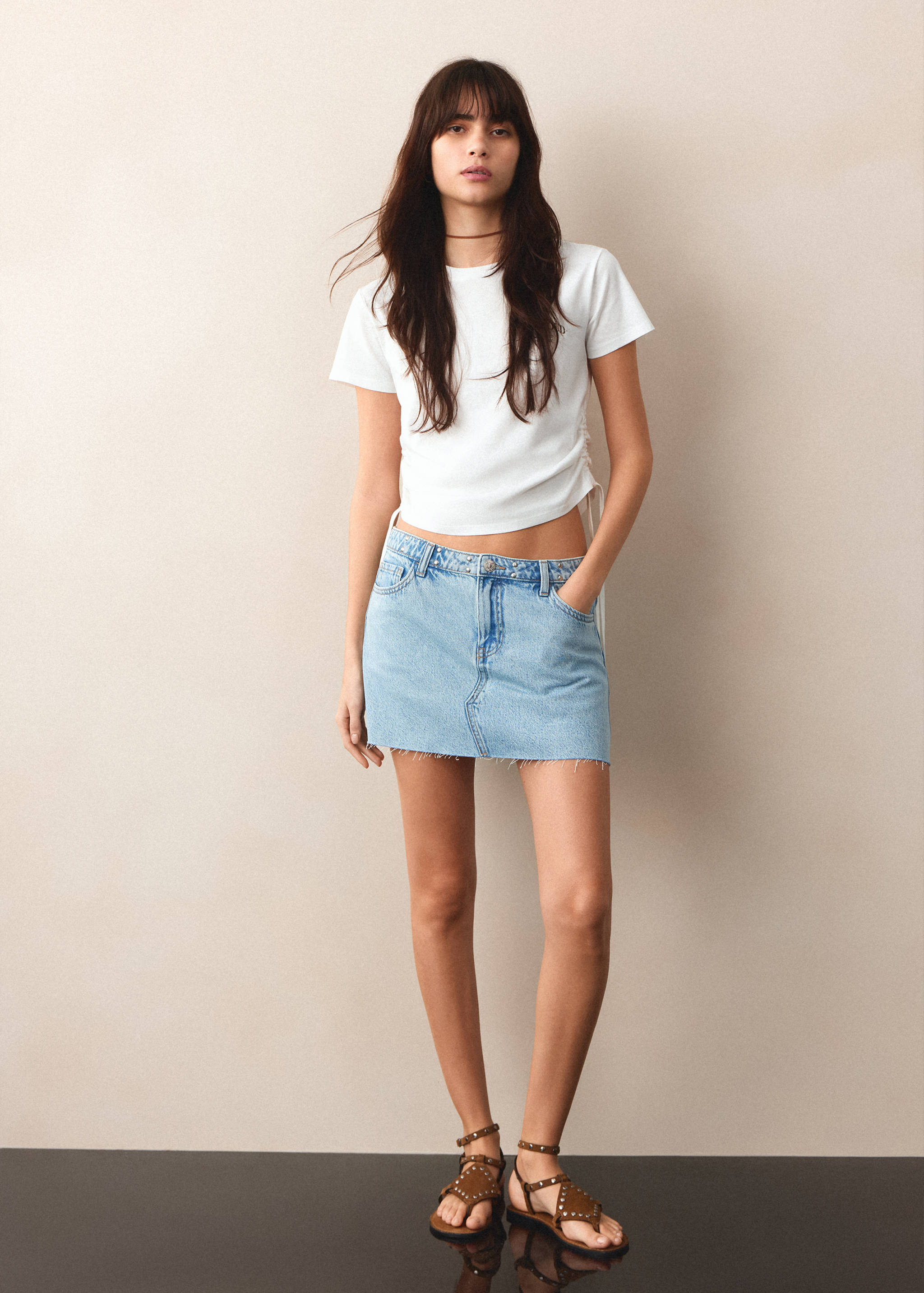 Printed cotton T-shirt with ties - General plane