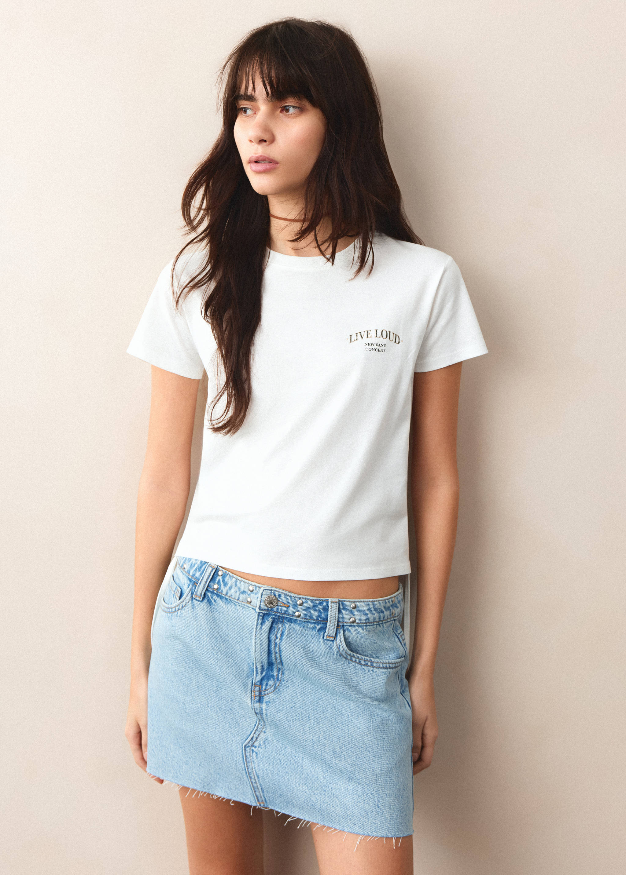 Printed cotton T-shirt with ties - Medium plane